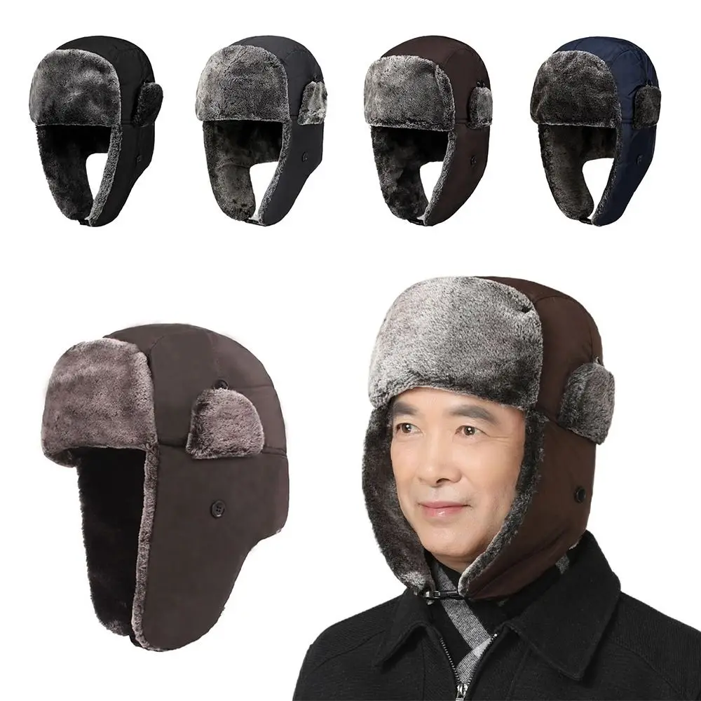 High Quality Windproof Winter Bomber Cap Thickened Ski Accessories Thick Balaclava Ear Protection Warm Snow Cap Outdoors Sports