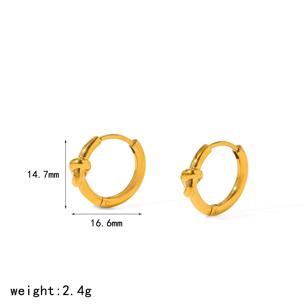 Modische, leichte, knotenförmige Creolen, 18 Karat vergoldeter Edelstahl, klassischer Schmuck, Geschenk für Frauen – Detail 5