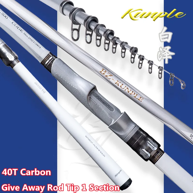 KUNPLE 40T Ultralight White Rock Fishing Rod 5m High Carbon Telescopic Rock Fishing Rod 1.0-500 Hand Sea Dualuse Fishing Pole