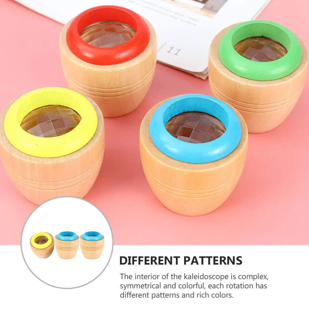 3Pcs Wooden Kaleidoscope Colorful Rotating Vision Hand Eye Coordination Intellectual Development Kids Gift