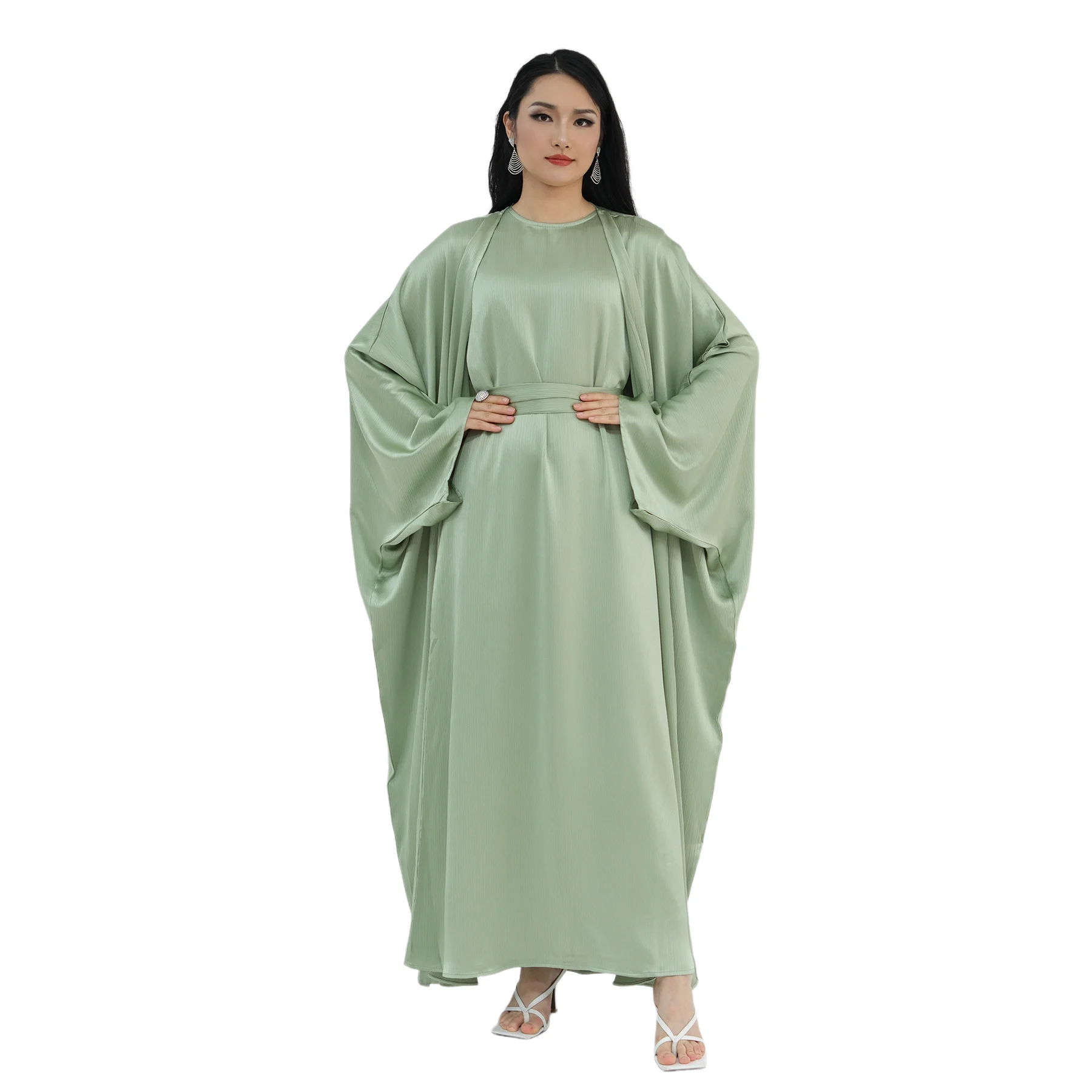 

Комплект из двух предметов: кардиган с открытым передом и длинное платье-роба в ближневосточном стиле (Дубай), женский мусульманский комплект, морокканские абайи, арабская одежда