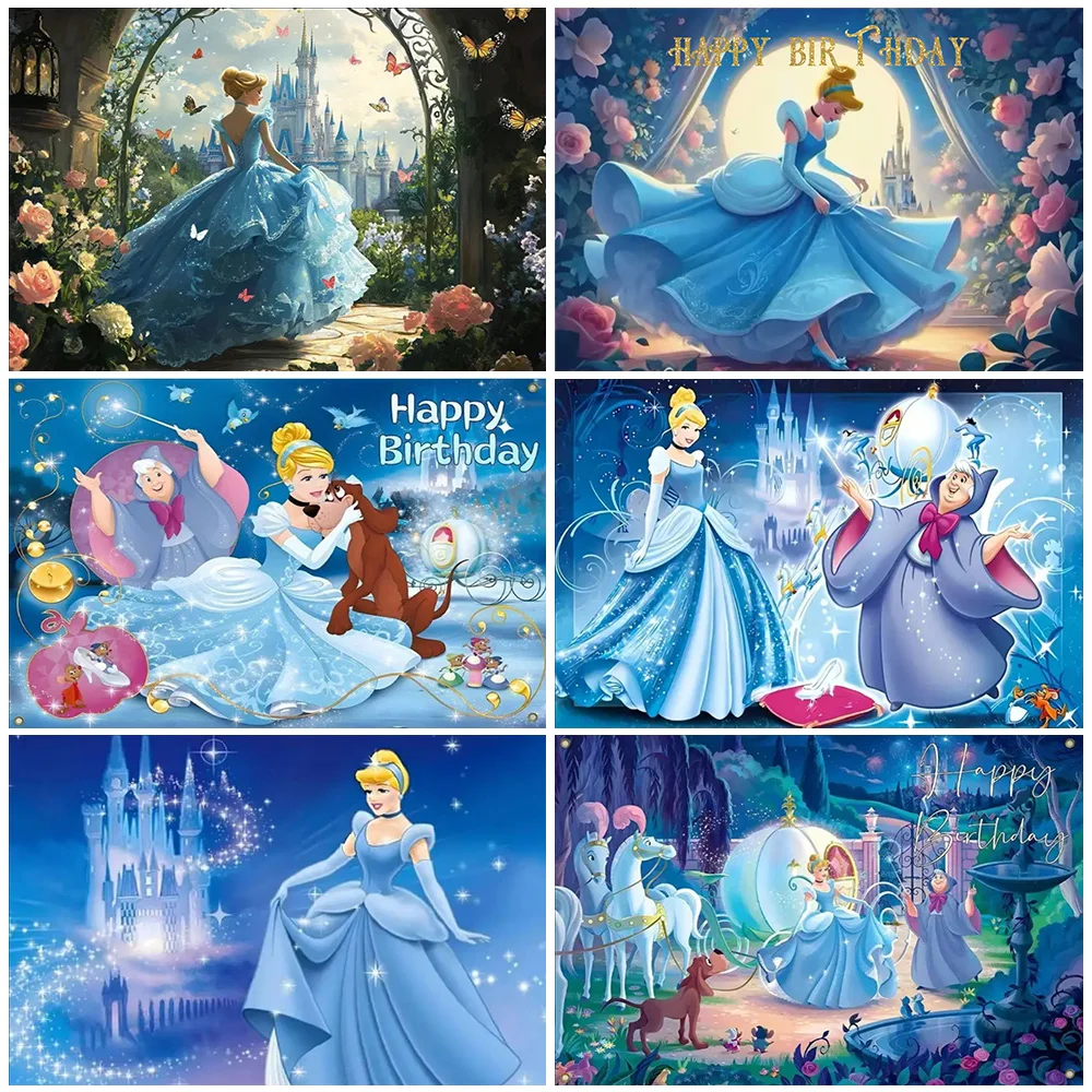 

Disney Cinderella Princess Theme Party Decoration Castle Birthday Backdrop Girl Favor Gifts Fairy Godmother Baby Shower Supplies