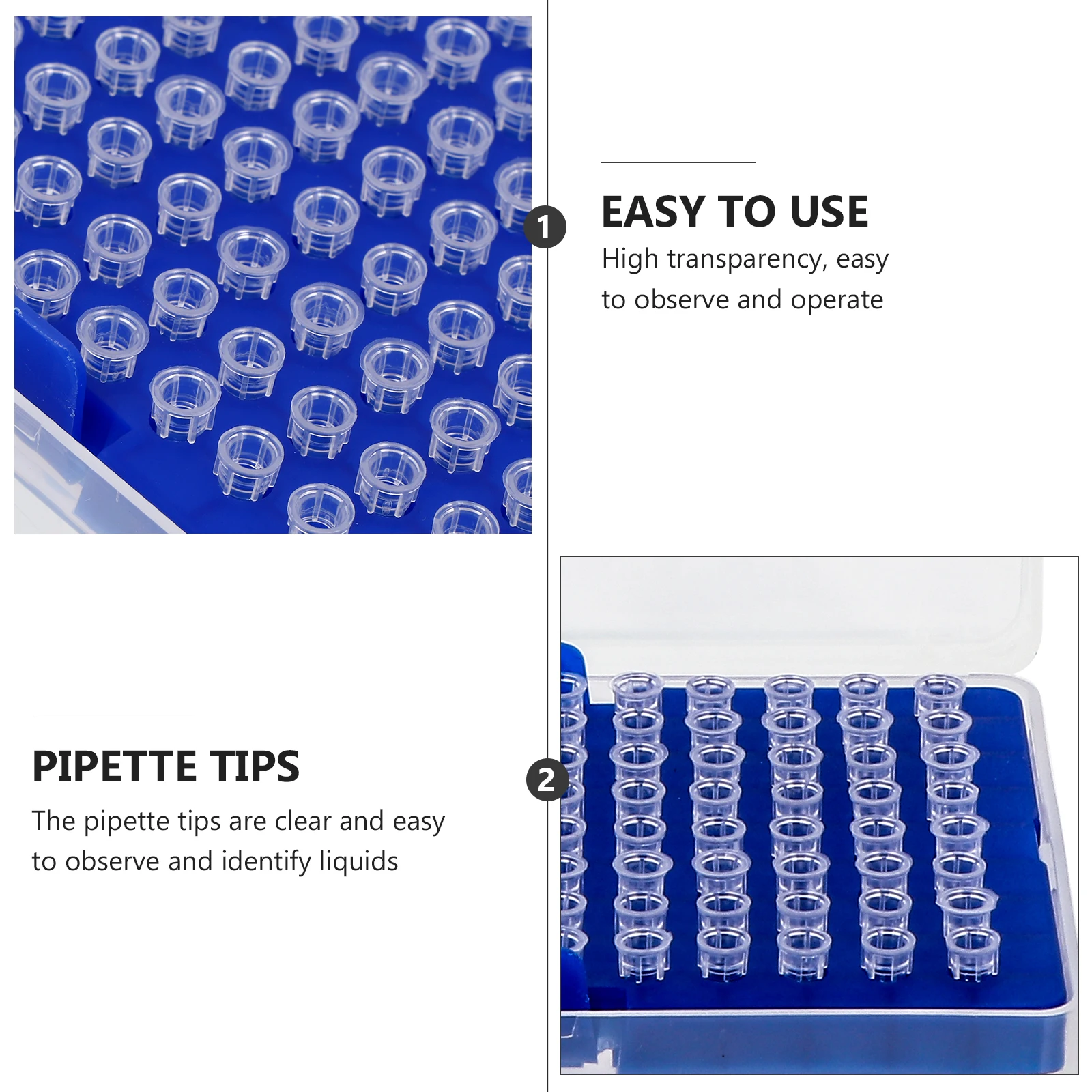 96Pcs Filter Pipette Tips Disposable Plastic Lengthened Laboratory Pipettor Accessories Clear High Transparency for Scientific