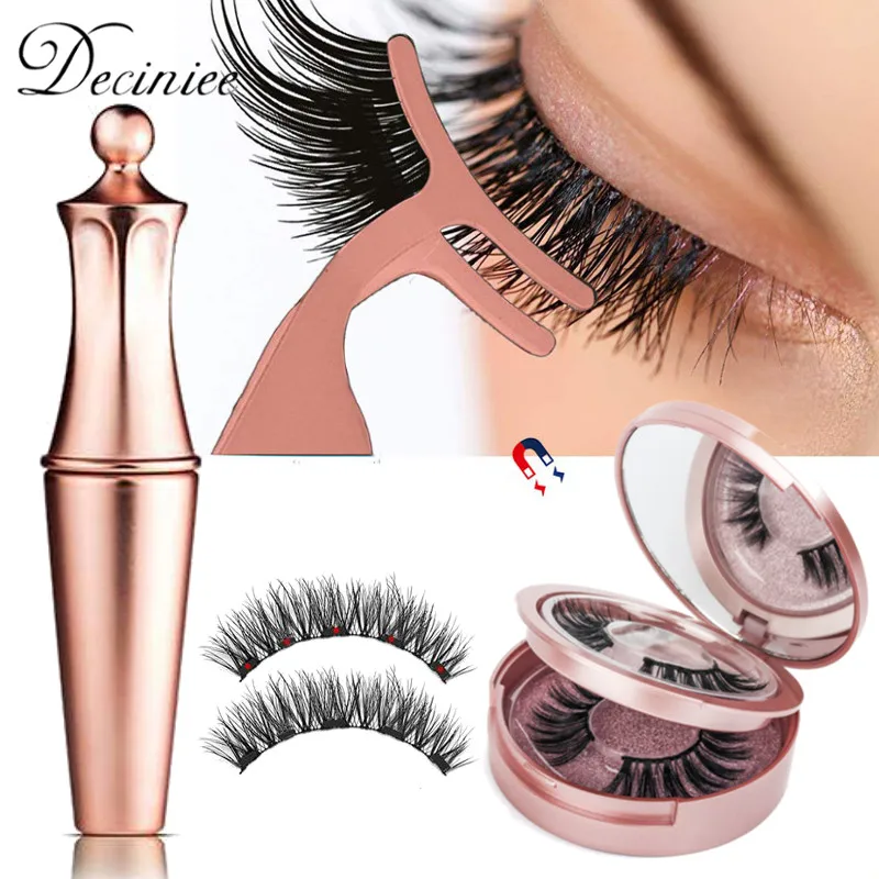 Magnetic Eyelashes Eyeliner Tweezer Set Natural False Lash Repeated Use 3D Mink Eyelashes Waterproof Liquid Eyeliner Makeup Tool