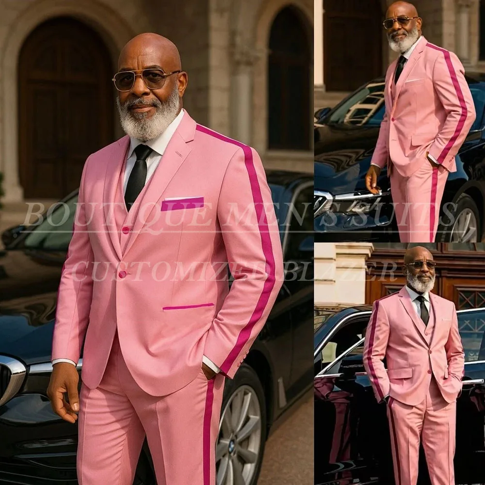 

KSDN Высококачественные мужские костюмы больших размеров с лацканами на заказ, куртка из трех предметов, брюки, жилет, мужская одежда, роскошные наряды Terno