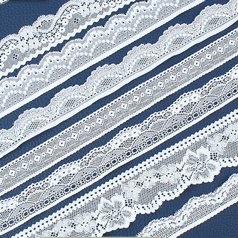 New 2-3cm White Lace Fabric 5 Yards Embroidery Trim Ribbon Brocade Fabric Craft  Eyelet Lace Trim High Quality Cotton Decoration