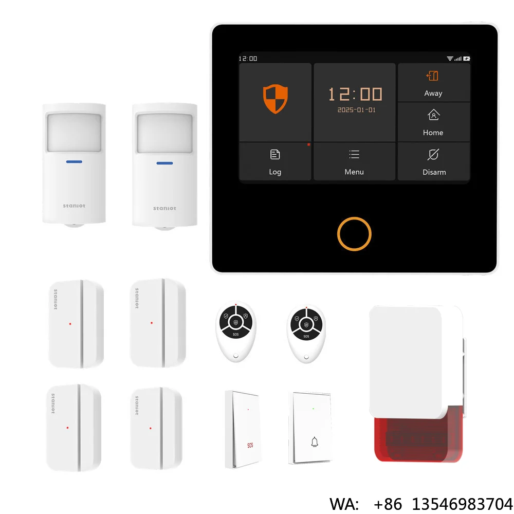 Staniot 120db Outdoor Siren 4G Wireless Alarm System SOS Button Door Bell 160 Sensor Home Alarm System