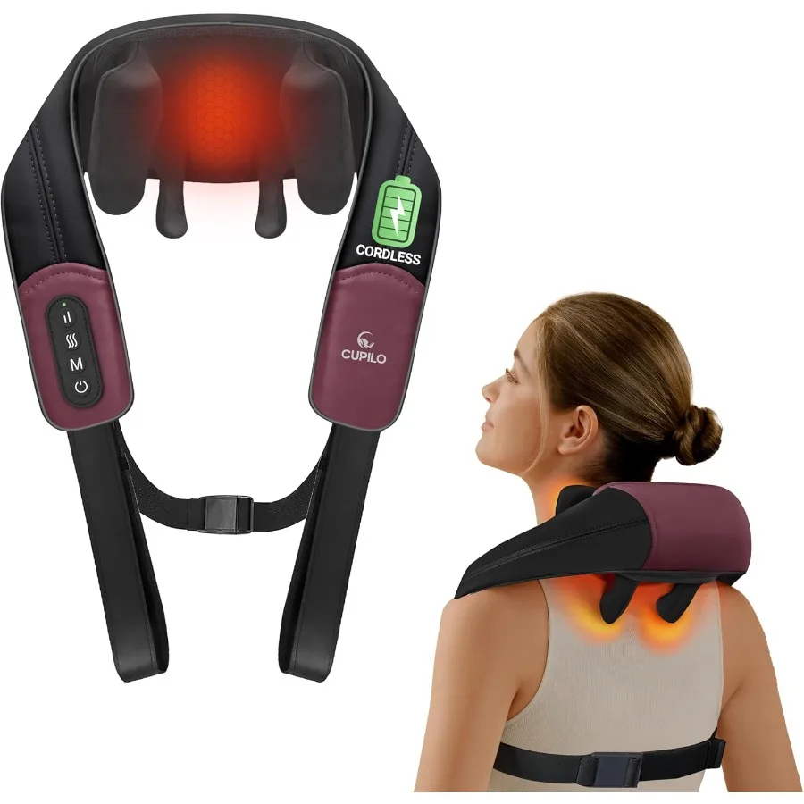 

Cordless 4D Shiatsu Neck and Shoulder Massager with Heat for Pain Relief and Muscle Relaxation Ideal Gift for Her or Him Upgrad