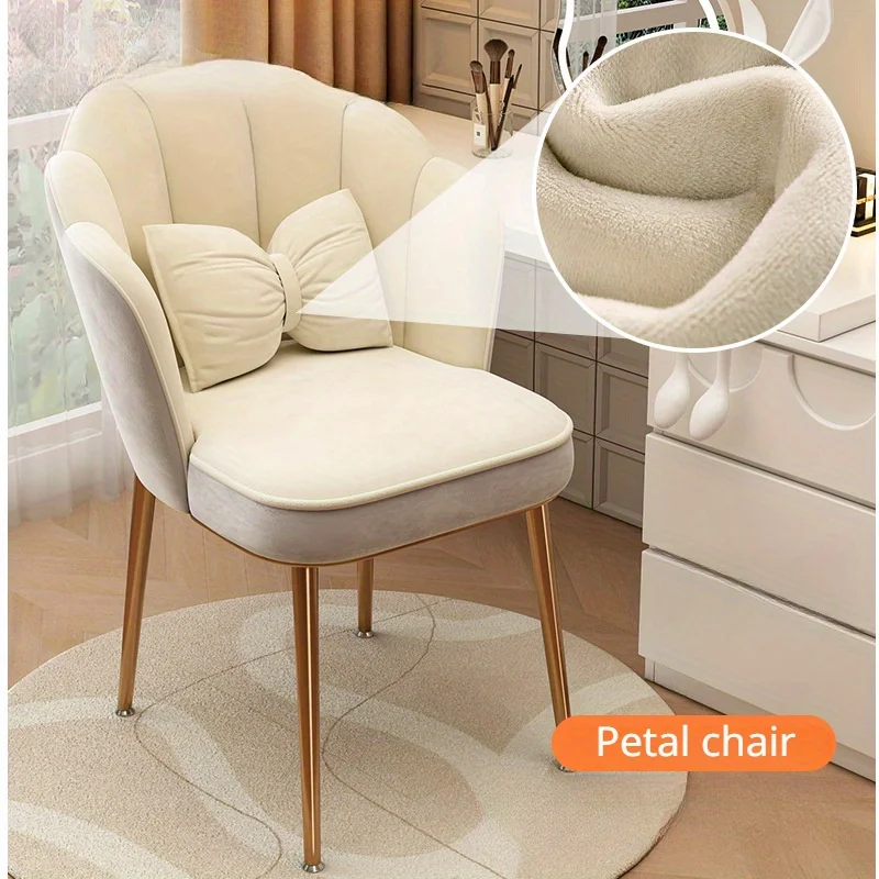 1pc Makeup chair with Petal Shaped Backrest, Casual Chair for Bedroom Study Room Living Room & Dormitory image 5