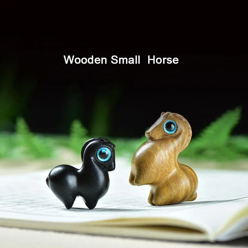 

Rainbow Wooden Zodiac Horse Figures Ornament 1.57" Wooden Animal Gifts miniatures DIY Figurine Pendant Keychain accessories