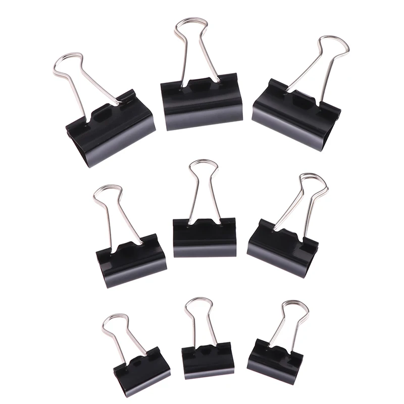 10pcs/lot 19mm/ 25mm/ 32mm Black Metal Binder Clips Notes Letter Paper Clip Office Supplies Binding Securing Clips