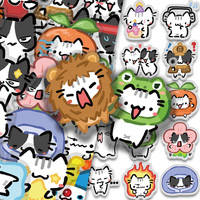 54Pcs Kawaii Colorful Cat Stickers Transparent Cat Decals For Phone Laptop Suitcase Notebook Skateboard Waterproof Stickers