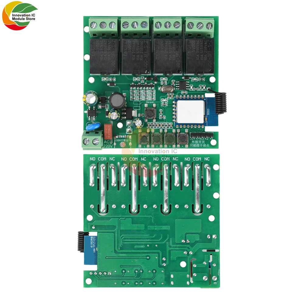

AC 220v Three Mode Intelligent 4-way Wifi Remote Control Relay Switch Module 433mhz Type-C Interface