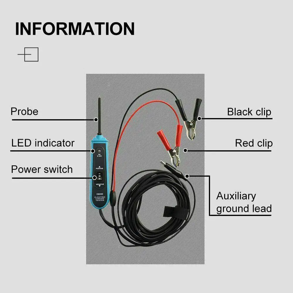 EM285 6-24V DC Probe Car Circuit Tester   Electrical System Diagnostic Cable