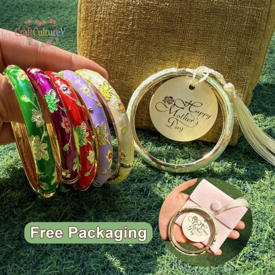 Bangle Bracelet for Mother's Day Gift, Vintage Cloisonné Enamel Bangle/ Jewelry Pouch, Birthday/ Bridesmaid Gifts