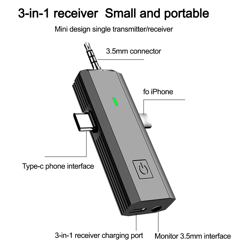 2.4G 3 In 1 Draadloze Lavalier Microfoon Intelligente Geluidsreducerende Microfoon voor Iphone Android SLR Camera Luidspreker Luidspreker