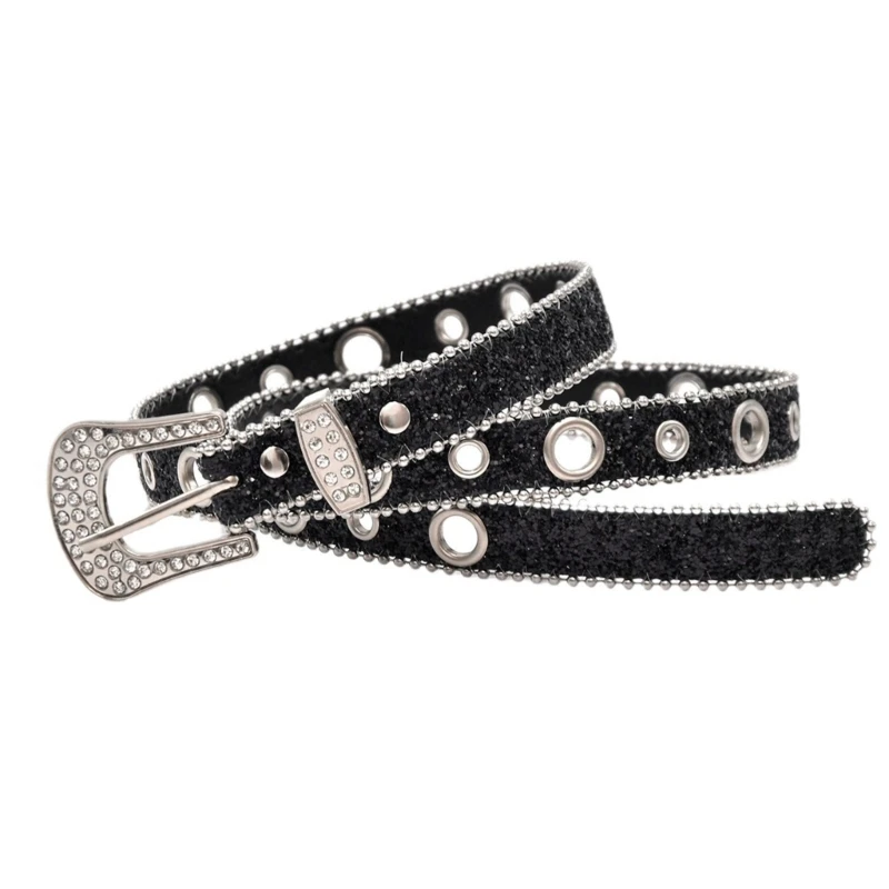 Y166 Bling Female Male Jeans Skirt Waist Belt with Buckle Belt Universal