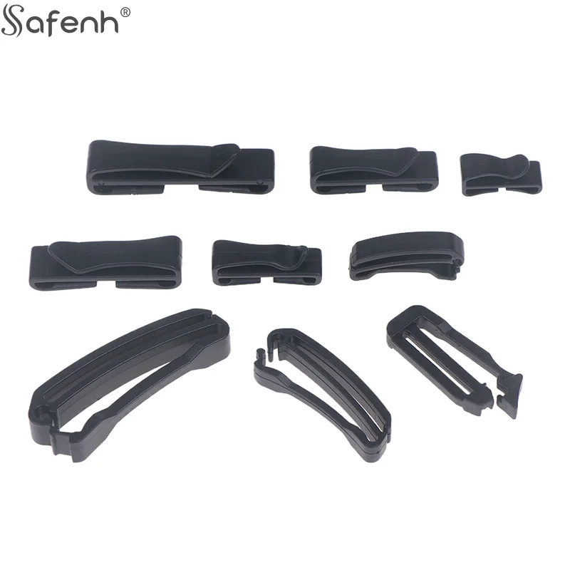 10 Pcs/Pack Plastic Quick Slip Keeper Buckle End Clip Slider Black For Molle Tactical Backpack Adjusting Strap Webbing 20-50mm