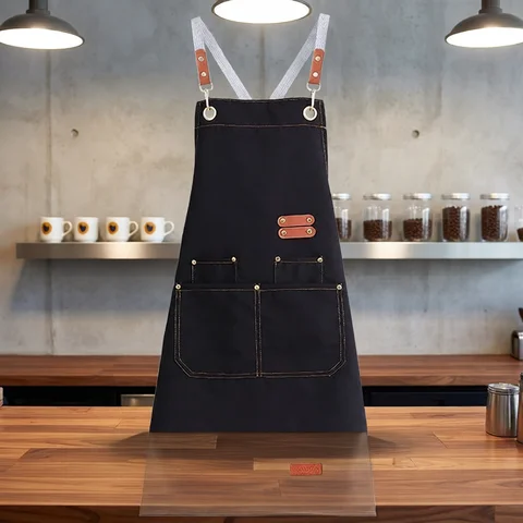 Apron Waterproof Oil-proof Waterproof Kitchen Apron Oil-proof for Women Men with Large Pockets for or Coffee Bar Restaurant Shop Waiter Work Uniform