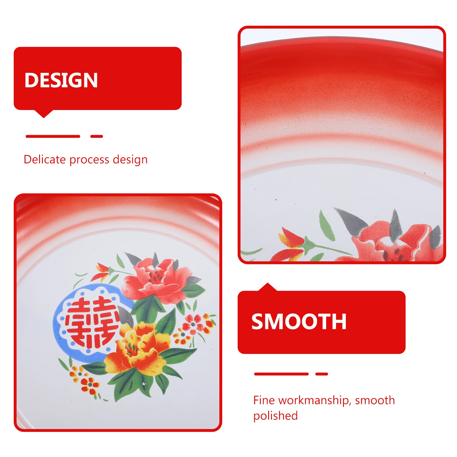 

Retro Enamel Vintage Decorative Tray Round Snack Tray Food Display Plate Chinese Style Dish Multi Function Serving Plate Home