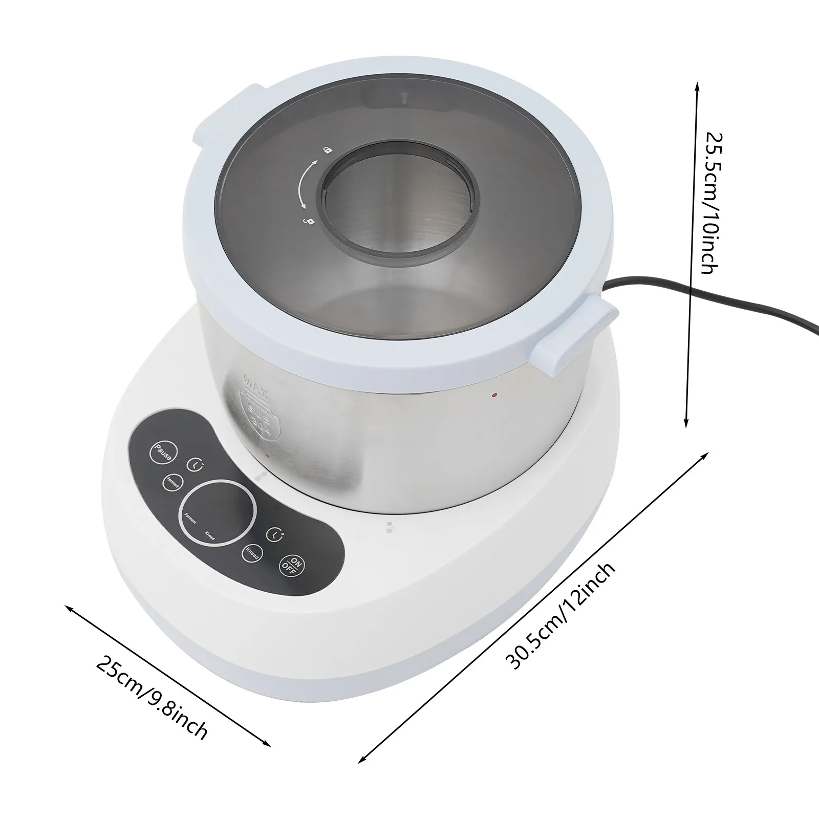 5L/4.5QT 230W 電気生地ミキサー 304 ステンレス鋼生地メーカー発酵機能付き