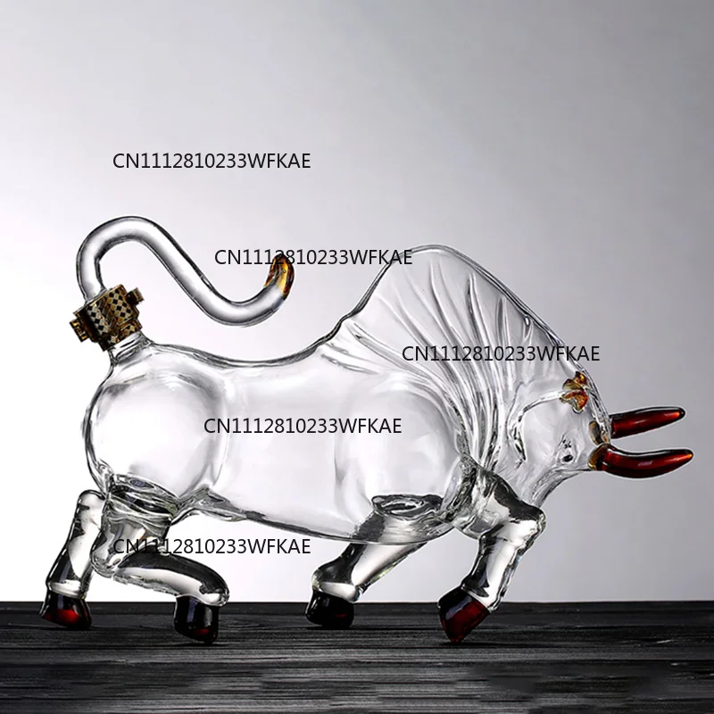 1000mL Cattle Glass The Wine Bottle Fruit Juice Whisky Borosilicate Animal Arts And Crafts Ornament Decoration For Bar Gift