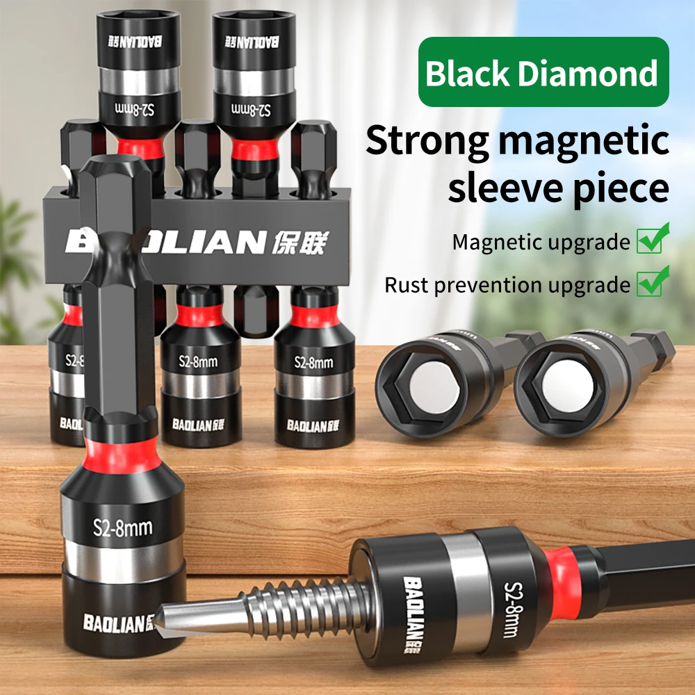 

8mm Hex Shank Magnetic Socket Bit S2 Alloy Steel High Torque Strong Magnet Compatible with Drill Driver Power Tools