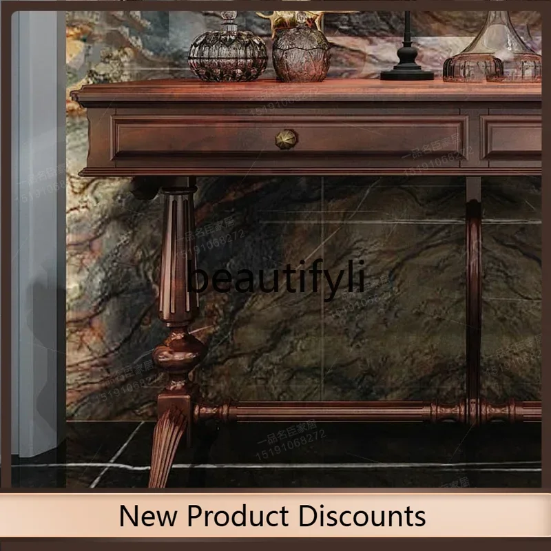 

Asmt56 French antique door entrance cabinet American solid wood carving flower retro decorative narrow cabinet