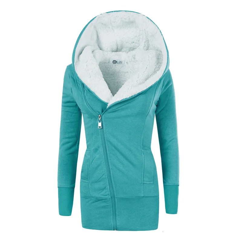 Zip Up Hoodie Women Long Sleeve Slim Fit Casual Hooded Sweatshirt Soft Autumn Winter Cardigan Warm Sherpa Cozy Fleece Coat