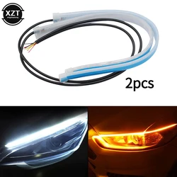 12-24 Inch Xenon White LED DRL & Amber yellow LED Sequential Flash Strip Lights For Car Headlight Retrofit Docoration 12V