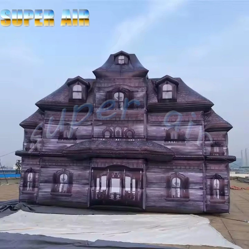 Dekoracja na Halloween, ładny design, trójwarstwowy dmuchany nawiedzony dom, dmuchany zamek.