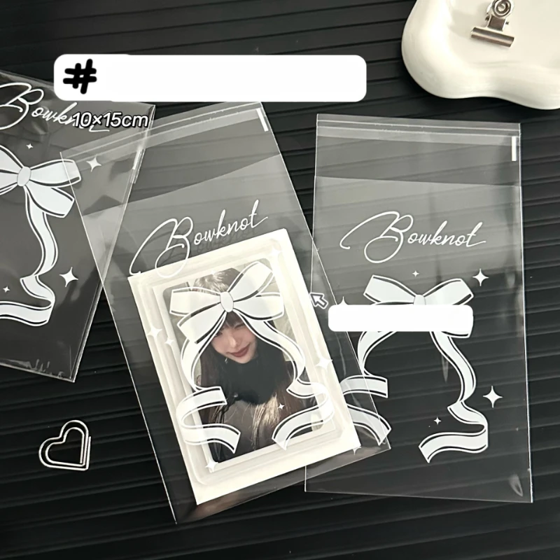 

10pc/set Ins Bow Print Photocard Holder Korean Simplicity Bow Ribbon Photocard Cover Transparent Waterproof Photo Card Protector