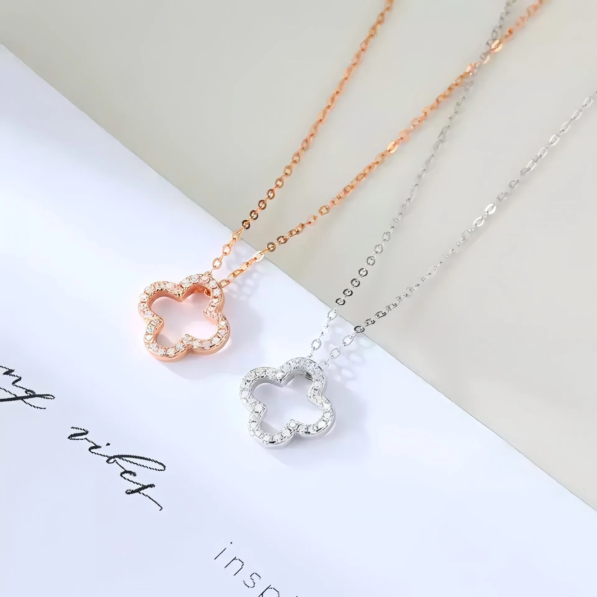 

S925 Silver Four Leaf Grass Diamond Necklaces Women Adjustable Clover Choker Neck Chain Wedding Engagement Party Birthday Gifts