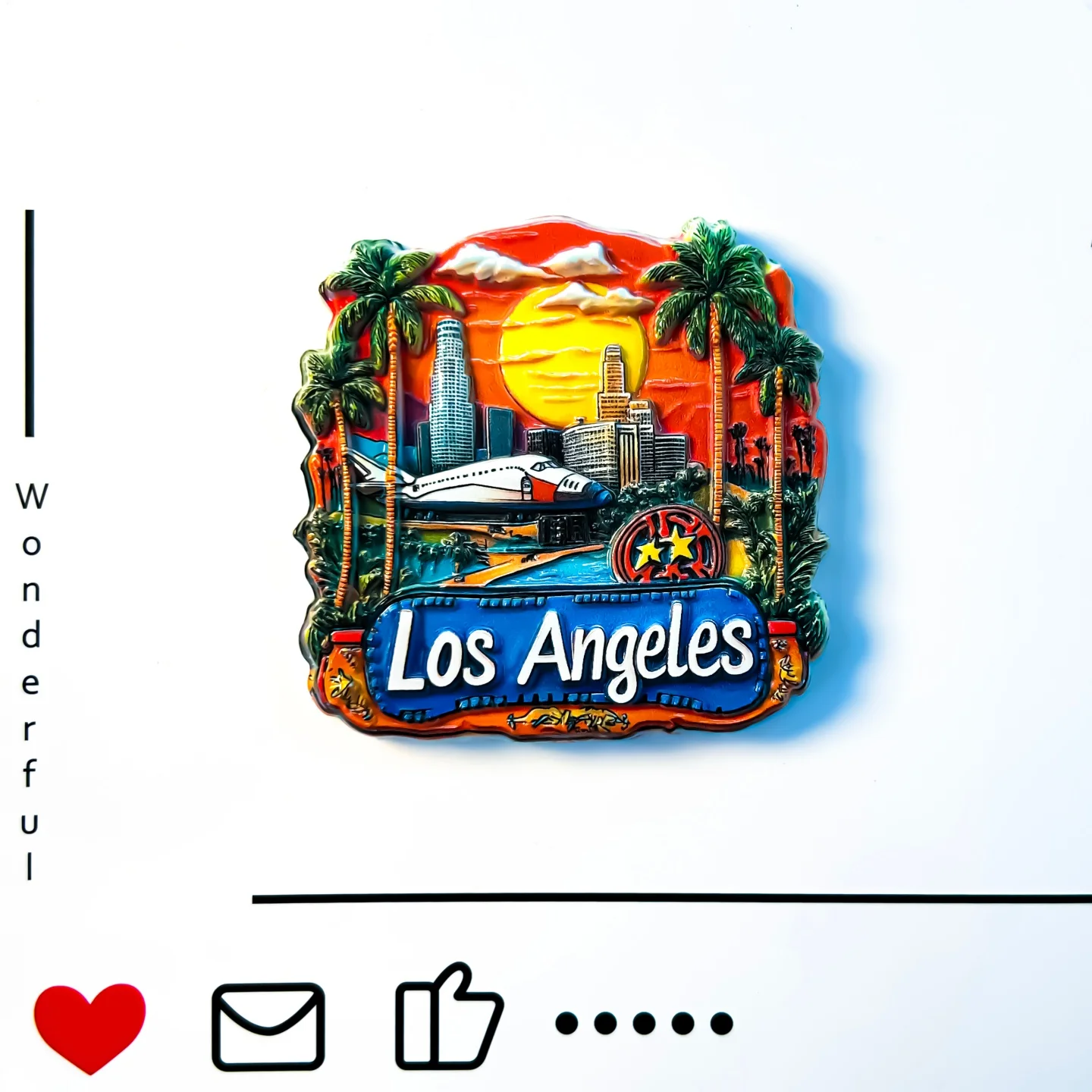 Los Angeles, USA, downtown, skyscrapers, cluster city scenery, creative 3D, space shuttle, landscape refrigerator stickers