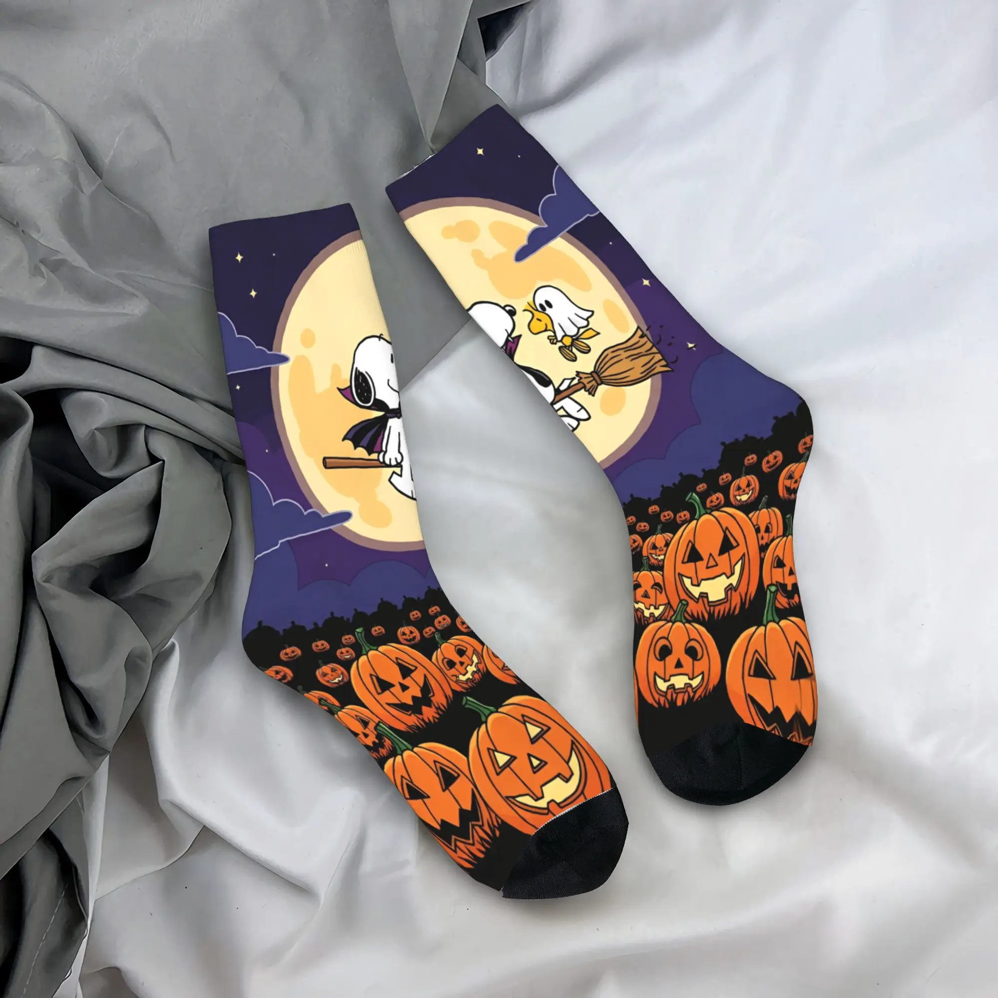 

Snoopys Cartoon Halloween Gift Crew Socks Merch for Men Non-slip Dress Socks