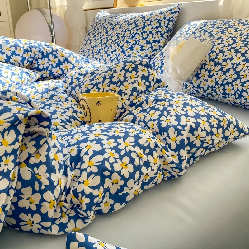 Imagem -02 - Conjunto de Cama Estilo Floral Capa de Edredão Fronha e Lençol Roupa de Cama de Solteiro e Queen Size