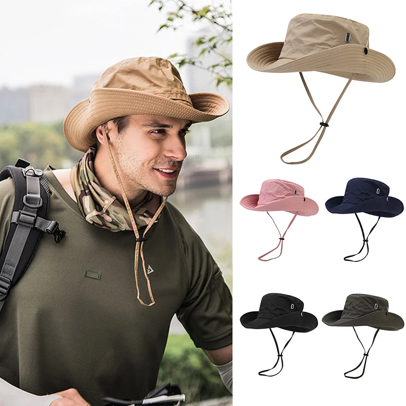 

Quick Dry Fisherman Hat Men Outdoor Hat Summer Sun Anti-UV Protection Camping Hiking Caps Men's Breathable Panama Bucket Hats