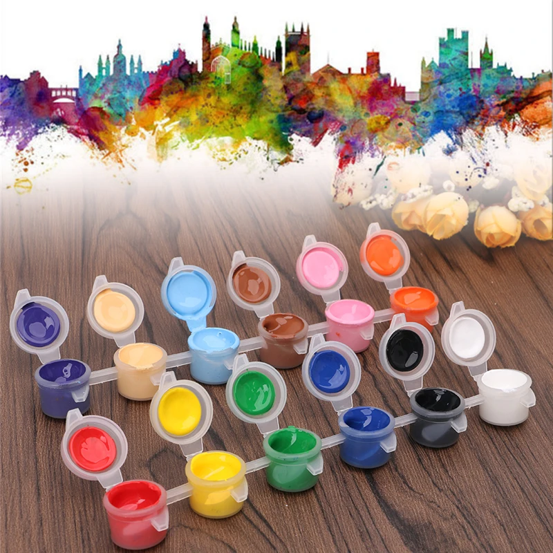 12 Colors 2 Paint Brushes Paints Set Oil Painting Watercolor Hand Wall Painting Dropshipping