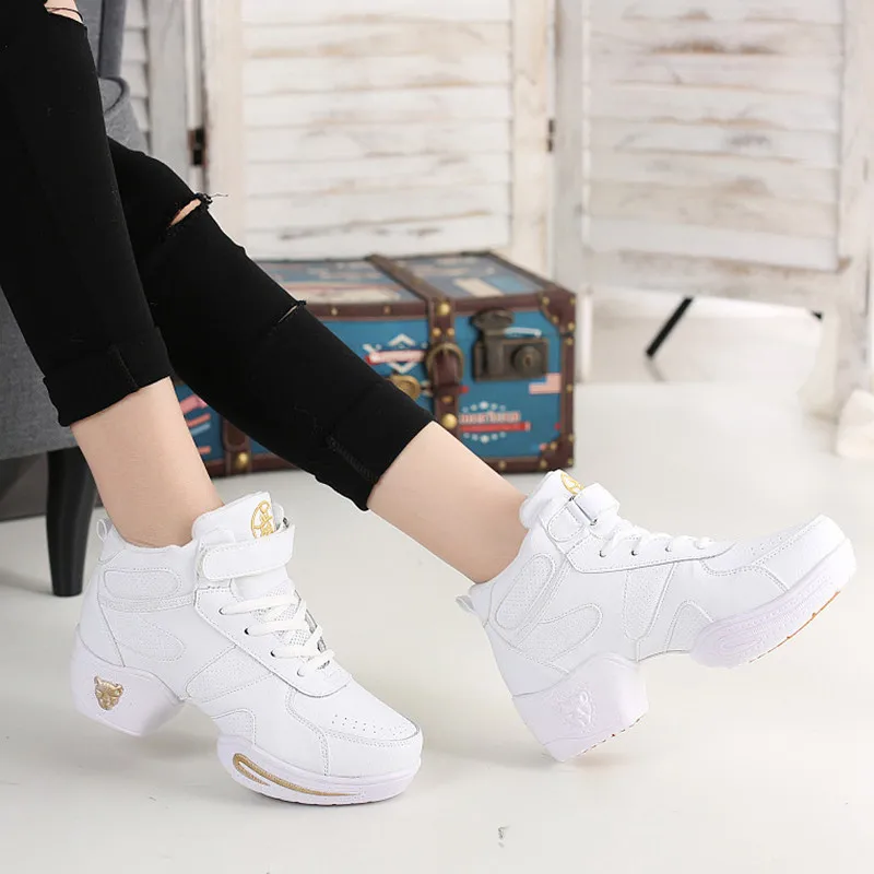 Dance Shoes Woman Ladies Modern Soft Outsole Jazz Sneakers Leather Breathable Lightweight Female Dancing Fitness Sport