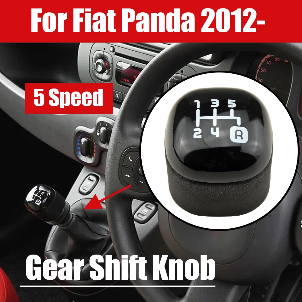 Black 5-Speed Plastic Gear Shift Knob Stick Button fit for Fiat Panda 2012 Handball Gear Lever Car Gear Accessory