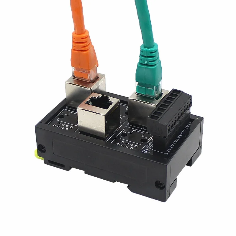 RJ45 to screw 8P8C Jack 3-Way Buss Breakout Board Terminal Block, Connector DIN rail mounting RJ45 connector