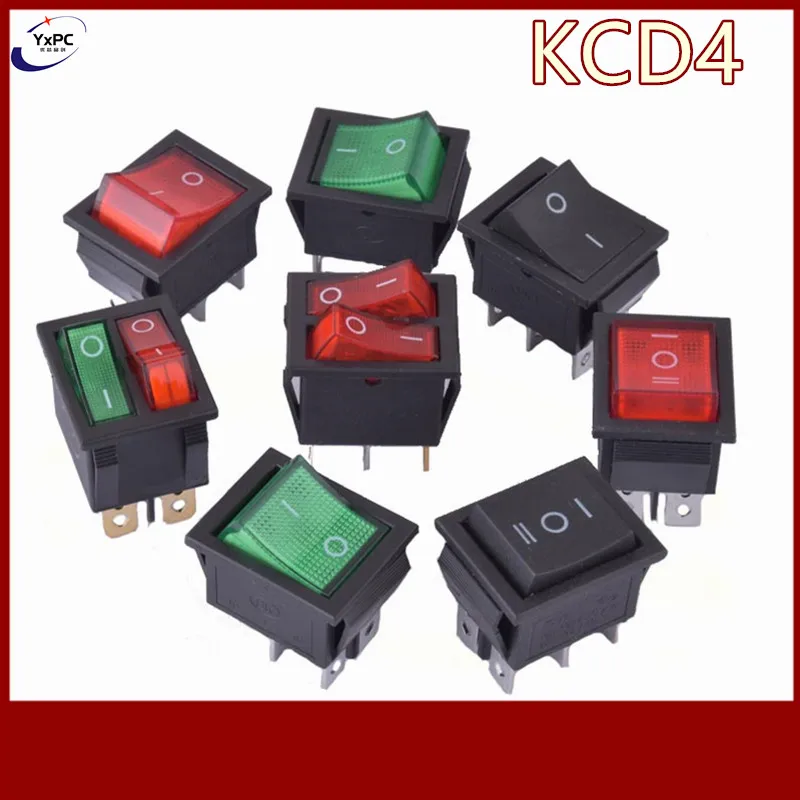 

KCD4 Rocker Switch ON-OFF 2/3 Position 4 Pins / 6 Pins Electrical equipment With Light Power Switch 16A 250VAC/ 20A 125VAC