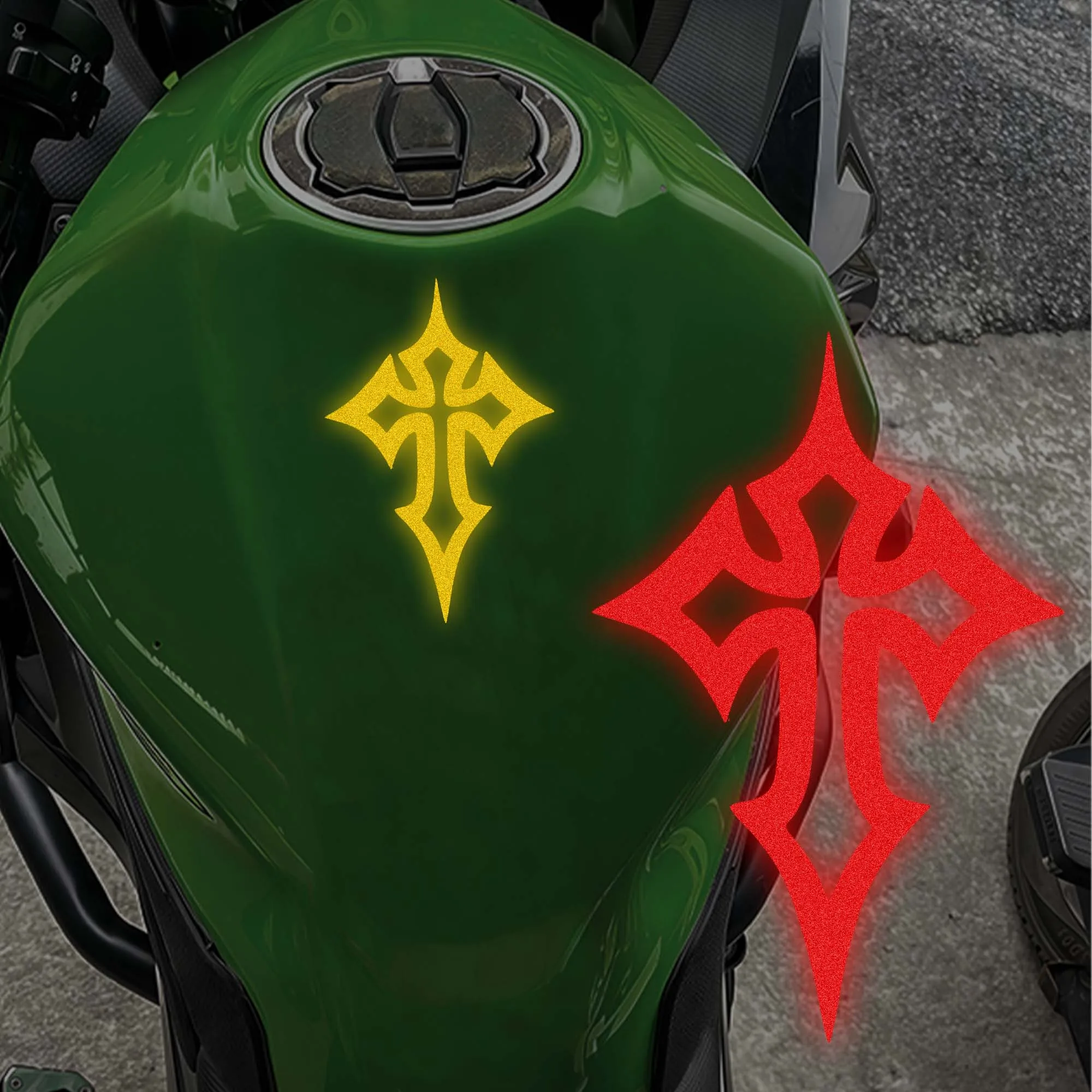 

2PCS Reflective Cross Motorcycle Stickers Waterproof for DIY Motorbike Fuel Tank Helmet Front Fairing Self-adhesive Vinyl Decals