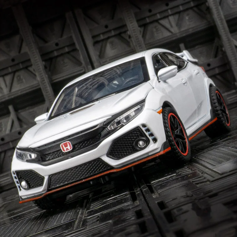 1:32 Honda Civic Type-R alloy car model doors and engine hood, trunk can be opened children's toy car with sound and lighting