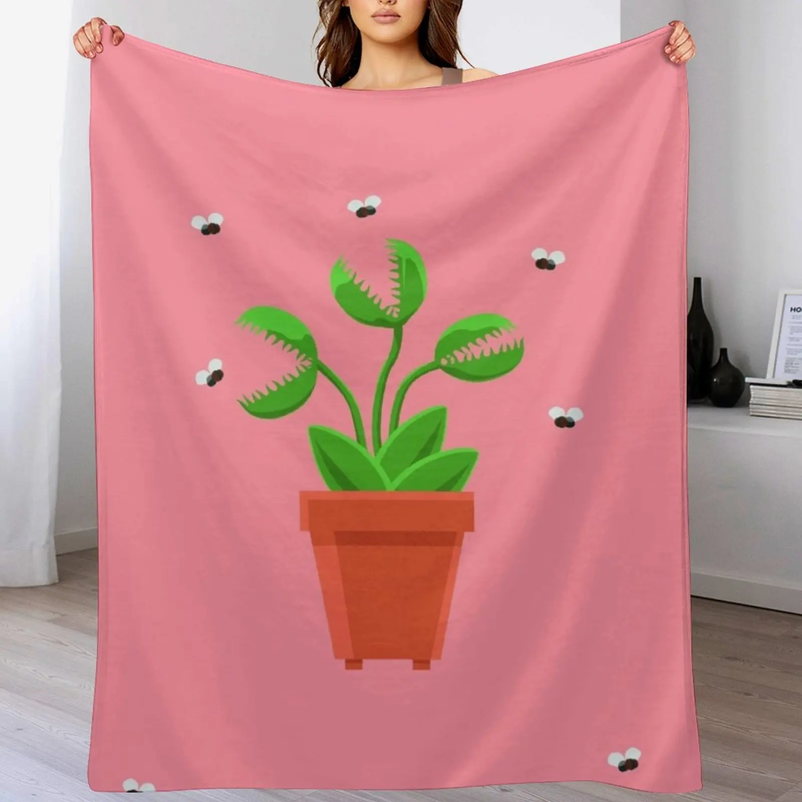 pink venus fly trap Throw Blanket Thermals For Travel warm winter Hair Blankets