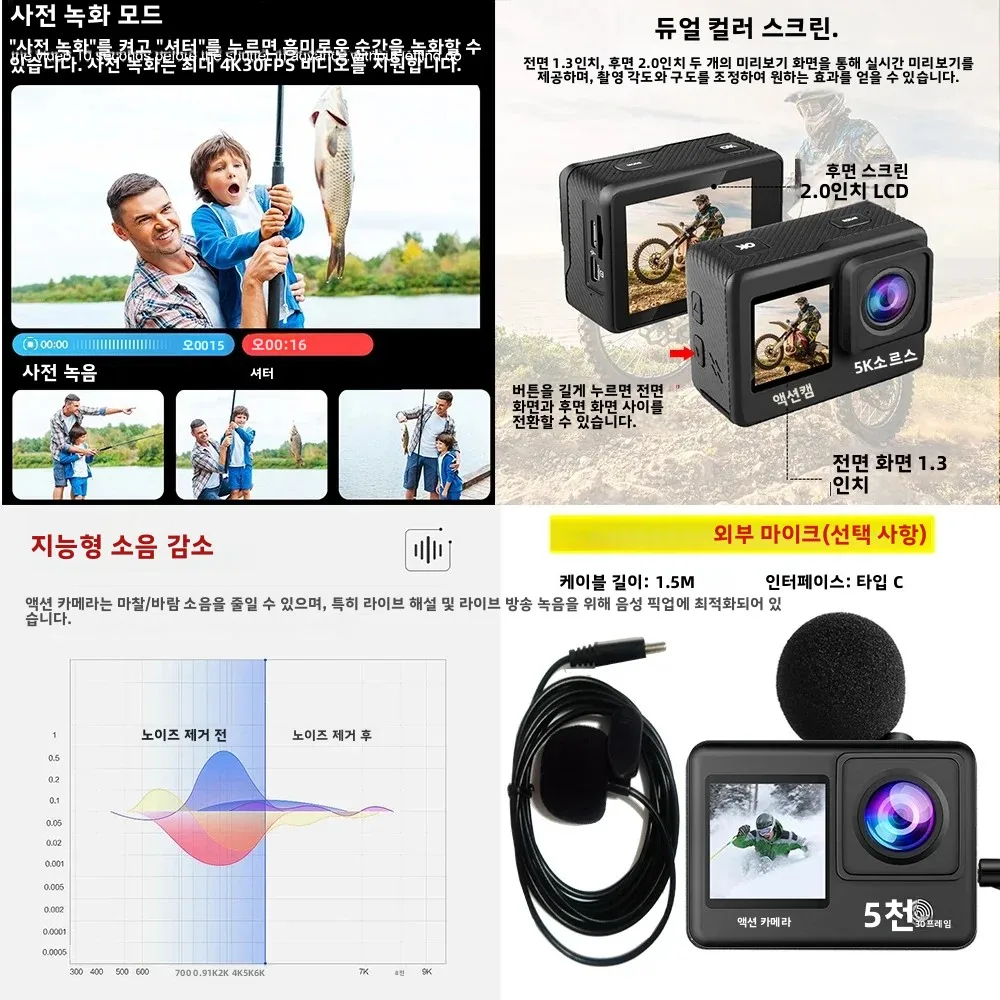G9SE Action Camera 5K30fps 60fps 50MP 2.0 Touch LCD EIS DVR Webcam Pre-Record Wi-Fi 170D Waterproof 30M 5X Zoom Sports Camera