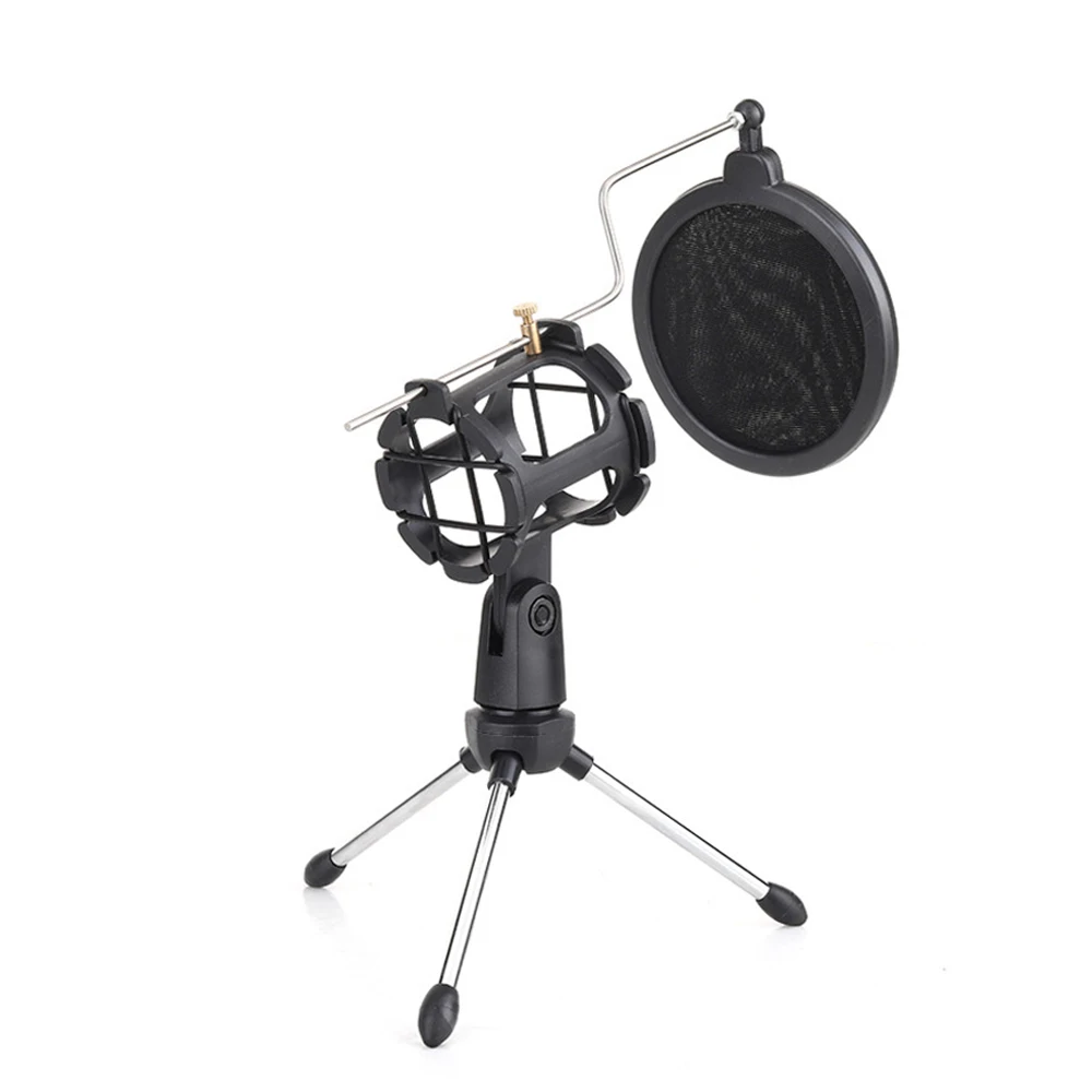 Tripod Microphone Stand Holder with Shock Mount Pop Filter For Desktop Streaming Podcasting Vocal Recording Mic