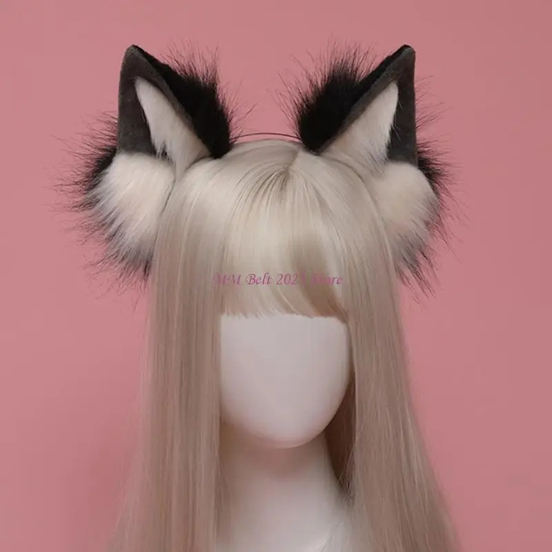 49ME 소녀 동물 귀 모자를 쓰고 있죠 꼬리 세트 봉제 머리 후프 수제 코스프레 액세서리