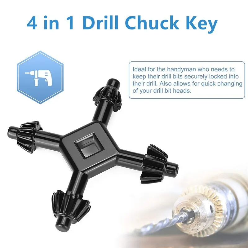 4 In 1 Multi-function Universal Chuck Key Drill Drilling Holder Spanner Drill Chuck Key Cordless Chuck Key 1/4\