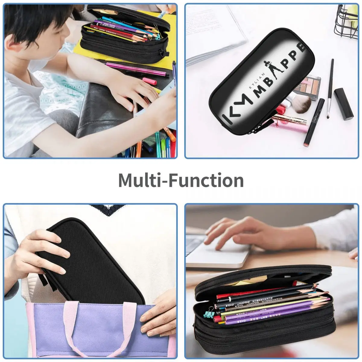 Football KM Mbappe Pencil Case Double Layer Large-capacity For School Soccer Pencil Case Stationery Suprise Gift